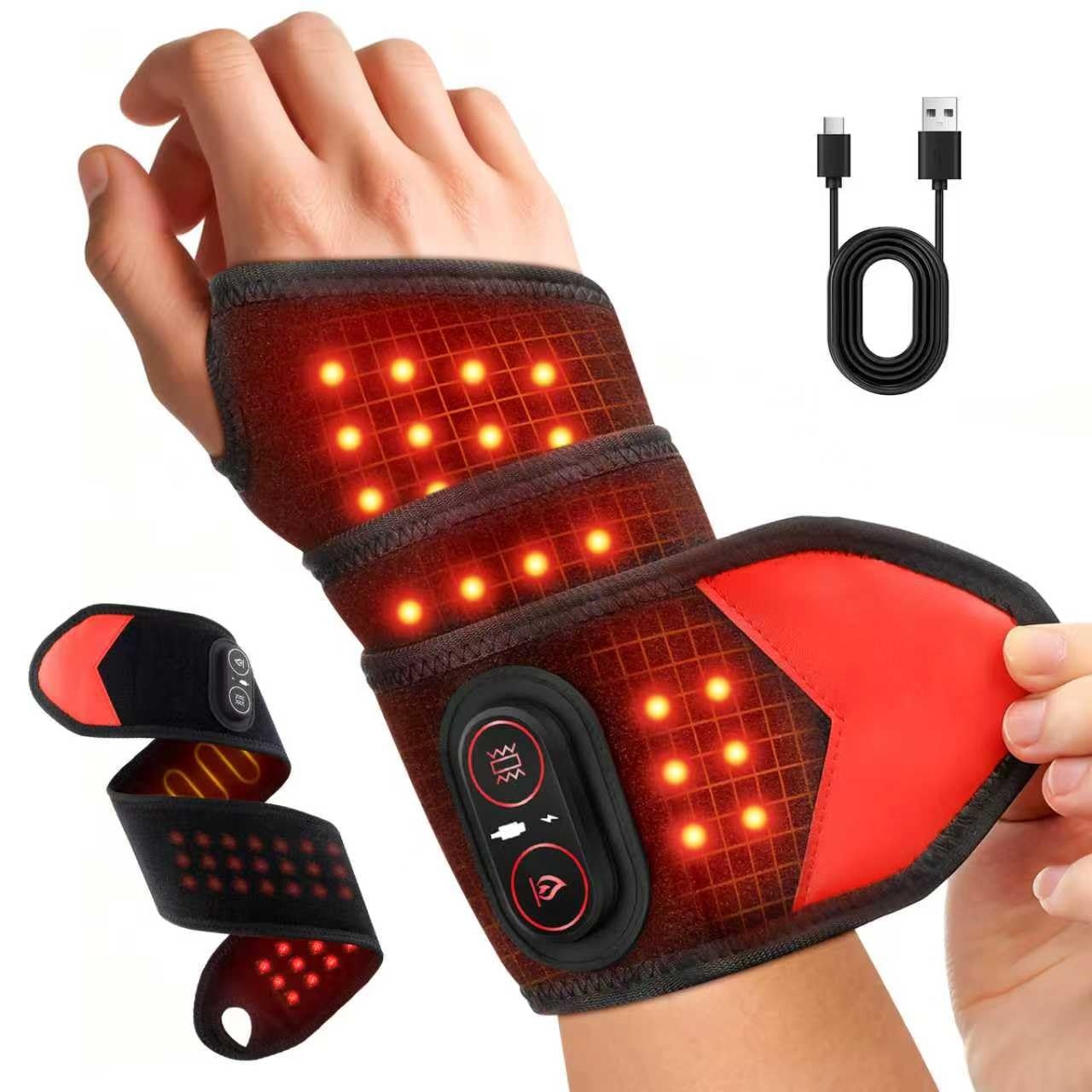 Wrist Wraps - แผ่นประคบแสงสีแดงแบบพกพา 660nm 850nm พร้อมระบบบำบัดด้วยแสง LED สำหรับข้อมือ