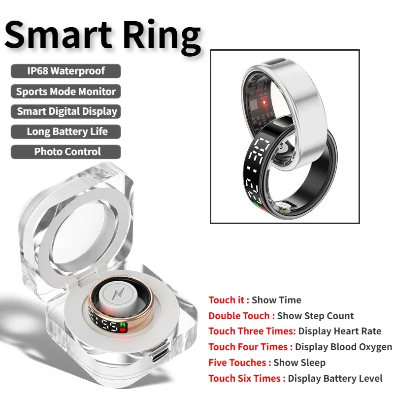 Gymnastic Ring - SR08 สมาร์ทแหวนสําหรับผู้ชายผู้หญิงจอแสดงผล LED หน้าจอ Heart Rate