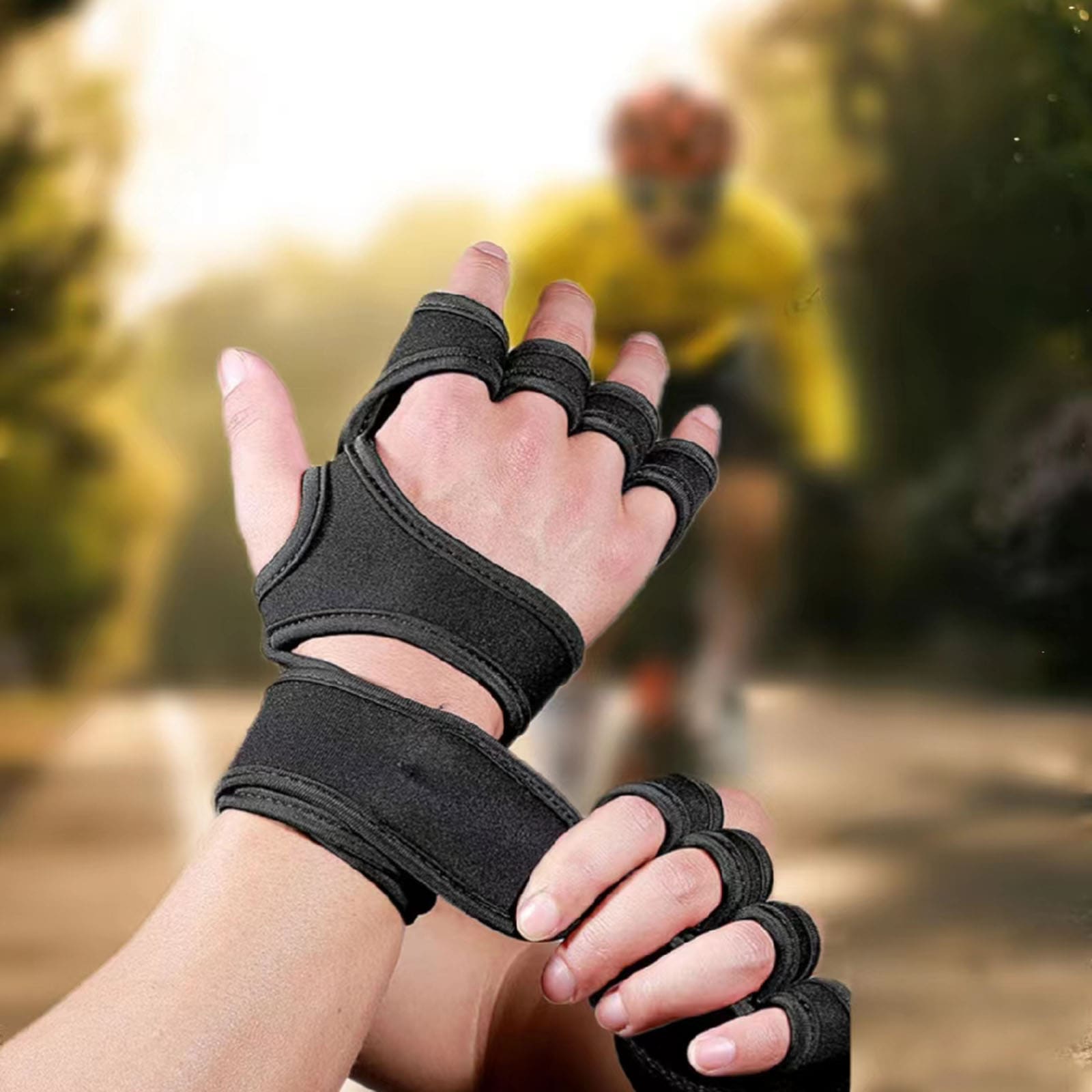 Weightlifting Gloves - ถุงมือปั่นจักรยานแบบสปอร์ต 1 คู่ ถุงมือปั่นจักรยานซิลิโคนสำหรับยกน้ำหนักและออกกำลังกาย