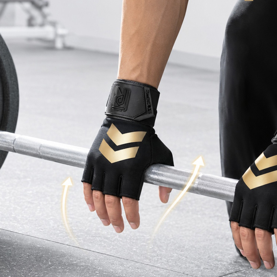 ถุงมือฟิตเนสแบบครึ่งนิ้วพร้อมแ - Weightlifting Gloves บทวิจารณ์และราคา